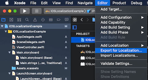 Export localizations