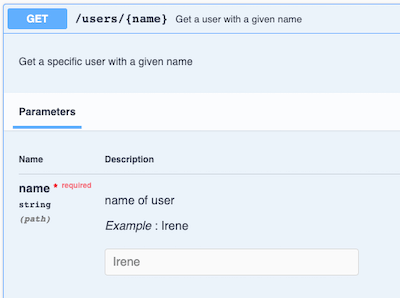 Adding @Parameter to /users/{name}