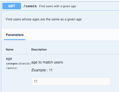 Adding @Parameter to /users